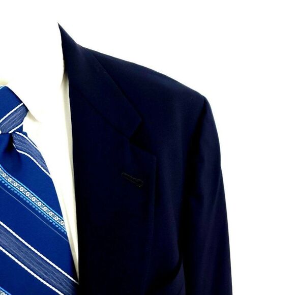 Hart Schaffner Marx Wool 2 Gold Button Blazer 42R Blue - Picture 2 of 11
